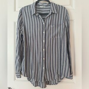 beachlunchlounge Striped Button Down Shirt, Large